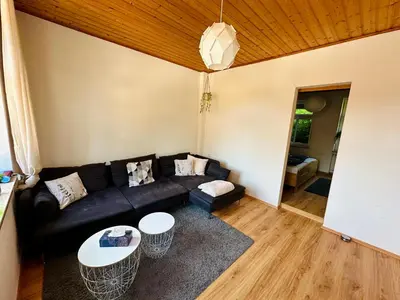 Ein Sitzbereich in der Unterkunft Ferienwohnung Boxberg