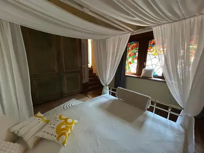 Ein Bett oder Betten in einem Zimmer der Unterkunft Bergfohlenhof