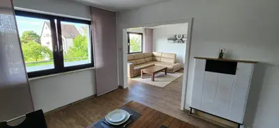 Ein Sitzbereich in der Unterkunft Hardy's Apartment Stuttgart