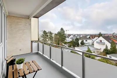 Ein Balkon oder eine Terrasse in der Unterkunft MONTEUR - Unterkunft für bis zu 5 Personen in 64546 Mörfelden-Walldorf - GG11