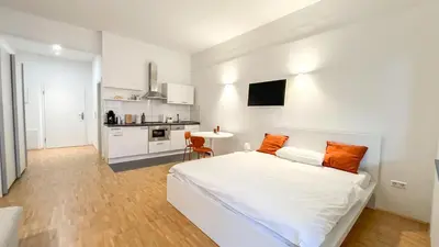 Küche/Küchenzeile in der Unterkunft Stylisches Business Apartment nähe Bildungscampus Heilbronn