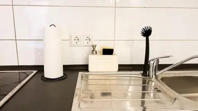 Küche/Küchenzeile in der Unterkunft Stylisches Business Apartment nähe Bildungscampus Heilbronn