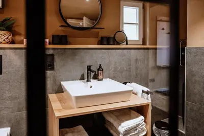 Ein Badezimmer in der Unterkunft Schmuckers Ferienstube