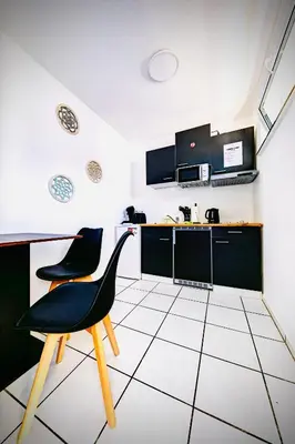 Küche/Küchenzeile in der Unterkunft Modernes Studio Appartement im Herzen von Worms