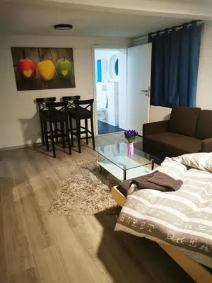 Ein Bett oder Betten in einem Zimmer der Unterkunft Modernes Studio in Sonderheim-Germersheim