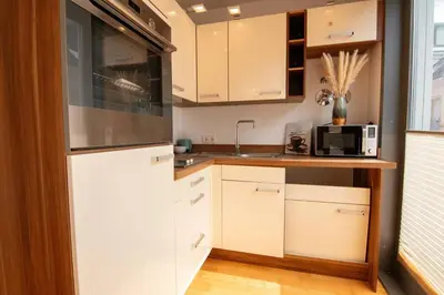Küche/Küchenzeile in der Unterkunft Exklusive 1-Zimmer-Wohnung in KA-Stadt