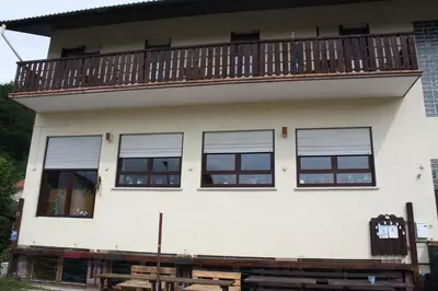 Ein Balkon oder eine Terrasse in der Unterkunft Nibelungen-Stubb mit einer Gemeinschaftsküche