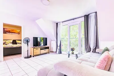 TV/Unterhaltungsangebot in der Unterkunft Zentrales City Appartement Worms