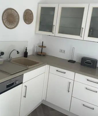Küche/Küchenzeile in der Unterkunft REHBLICK Ferienwohnung