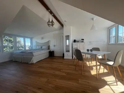 Ein Bett oder Betten in einem Zimmer der Unterkunft Wohnen mit traumhafter Aussicht