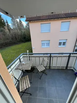 Ein Balkon oder eine Terrasse in der Unterkunft Unterkunft an der Schwannerwarte