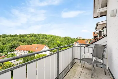 Ein Balkon oder eine Terrasse in der Unterkunft Fewo Waldegg, gemütliche Unterkunft für 5 Gäste