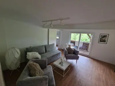 Ein Sitzbereich in der Unterkunft Ferienwohnung Forchtenberg