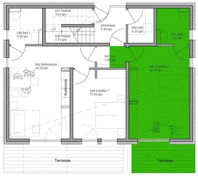Grundriss der Unterkunft Sonnenscheinhaus Wohnung 2