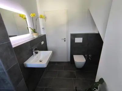Ein Badezimmer in der Unterkunft Ferienwohnung in absoluter Randlage
