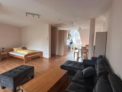 Ein Sitzbereich in der Unterkunft Gästehaus Im Unnerdorf