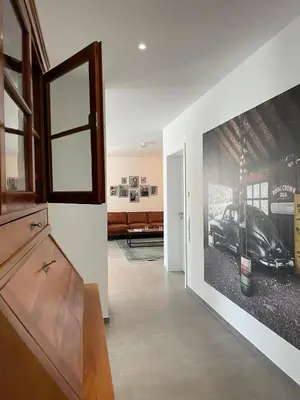 Ein Bett oder Betten in einem Zimmer der Unterkunft Ferienwohnung Nostalgic In der Nähe von Sinsheim Apartmenthaus Traudl