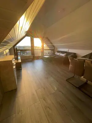 Ein Sitzbereich in der Unterkunft Ferienwohnung Panoramablick 1