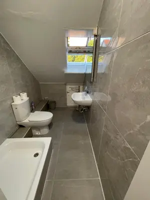 Ein Badezimmer in der Unterkunft Ferienwohnung Panoramablick 1