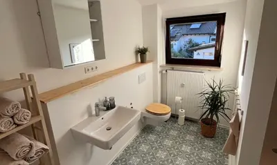 Ein Badezimmer in der Unterkunft Ferienwohnung Talblick
