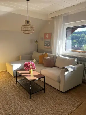 Ein Sitzbereich in der Unterkunft Ferienwohnung Talblick