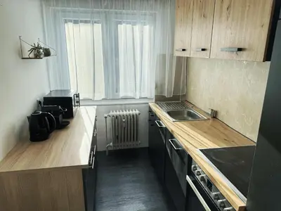 Küche/Küchenzeile in der Unterkunft 3 Zimmer Wohnung mit Sauna