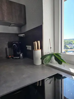 Küche/Küchenzeile in der Unterkunft Urlaubsoase mit Panoramabalkon & Platz für 6 Personen