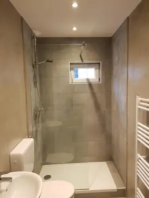 Ein Badezimmer in der Unterkunft Augustenburgstr 34 Karlsruhe Whg 10