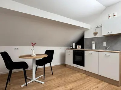 Küche/Küchenzeile in der Unterkunft 2 Zimmer Dachwohnung mit Burgblick und Kingsize Bett