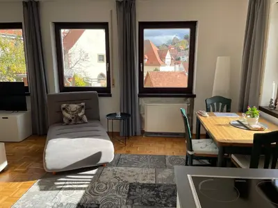 Ein Sitzbereich in der Unterkunft Ruhiges Apartment in Weissach - Nähe Porsche