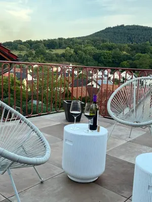 Ein Balkon oder eine Terrasse in der Unterkunft Ferienhaus Schönbachhof