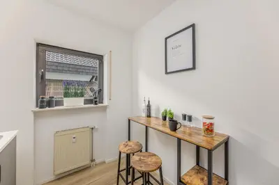 Küche/Küchenzeile in der Unterkunft Amaela Design-Wohnung, SAP, Parkplatz, Balkon, NEU