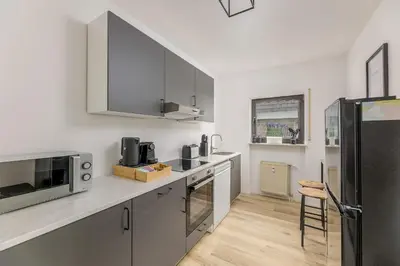 Küche/Küchenzeile in der Unterkunft Amaela Design-Wohnung, SAP, Parkplatz, Balkon, NEU