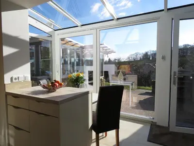 Ein Balkon oder eine Terrasse in der Unterkunft Das blaue Haus