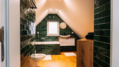 Ein Badezimmer in der Unterkunft Evergreen Cozy Apartment im Herzen von Durlach