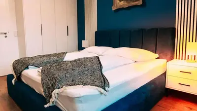 Ein Bett oder Betten in einem Zimmer der Unterkunft Water 7 Cozy Apartment im Herzen von Durlach