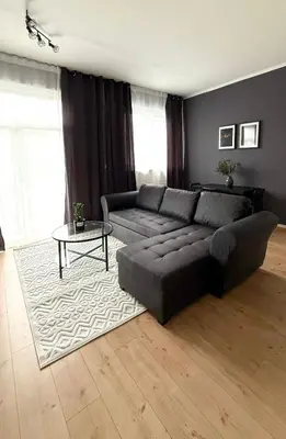 Ein Sitzbereich in der Unterkunft Meyben Apartment Mannheim Küche, TV, Waschmachine