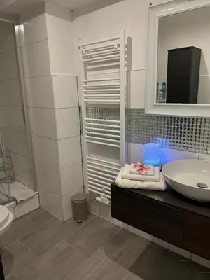 Ein Badezimmer in der Unterkunft Neue Erdgeschosswohnung in Zentrum von Rockenhausen