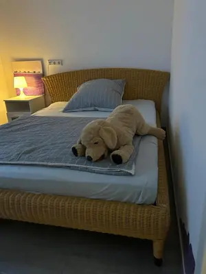 Ein Bett oder Betten in einem Zimmer der Unterkunft Neue Erdgeschosswohnung in Zentrum von Rockenhausen
