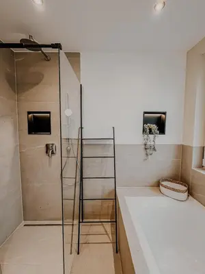 Ein Bett oder Betten in einem Zimmer der Unterkunft stylisches Apartment 6 in Viernheim