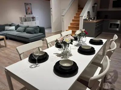 Ein Sitzbereich in der Unterkunft StorchenNest Pfeifers OdenwaldNest