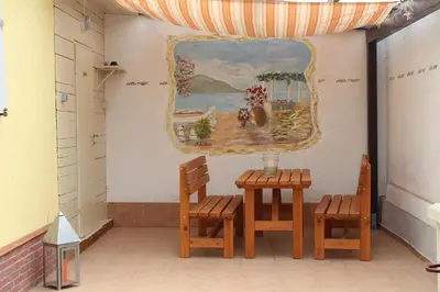 Ein Sitzbereich in der Unterkunft Ferienhaus Wingarda