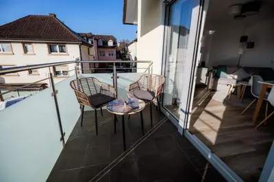 Ein Balkon oder eine Terrasse in der Unterkunft Stylishes Premium Apartment