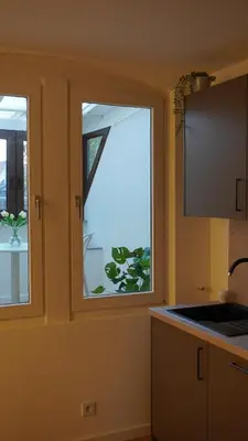 Küche/Küchenzeile in der Unterkunft Comfort Apartment Altstadt Wintergarten Klimaanlage