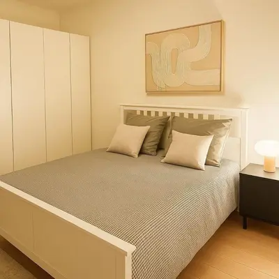 Ein Bett oder Betten in einem Zimmer der Unterkunft Loft Wohnung in St Leon Rot