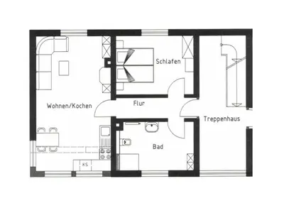 Grundriss der Unterkunft Holiday apartment with 1 bedroom