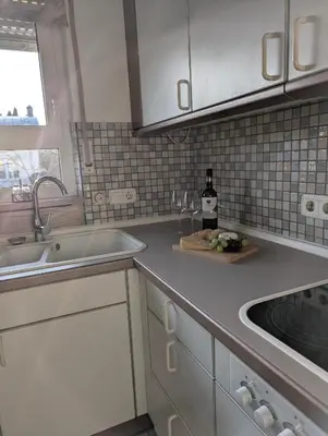 Küche/Küchenzeile in der Unterkunft Ferienwohnung am Kurpark