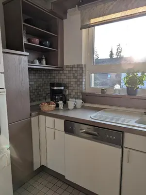 Küche/Küchenzeile in der Unterkunft Ferienwohnung am Kurpark