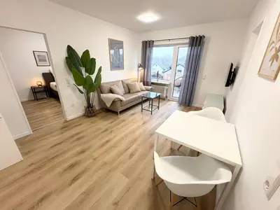 Ein Sitzbereich in der Unterkunft HUGOS Design Apartment