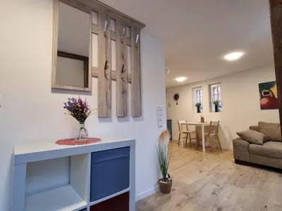 Ein Sitzbereich in der Unterkunft Ferienwohnung Heppenheim an der Bergstraße WHG 4
